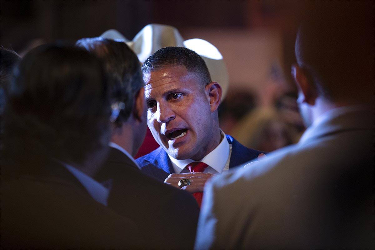 Nevada candidate for governor Joey Gilbert works the crowd during a rally for Nevada Republican ...