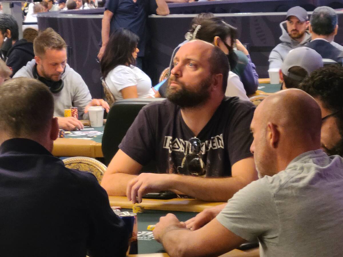 Luke Vrabel plays in the World Series of Poker's $10,000 buy-in Main Event No-limit Hold'em Wor ...