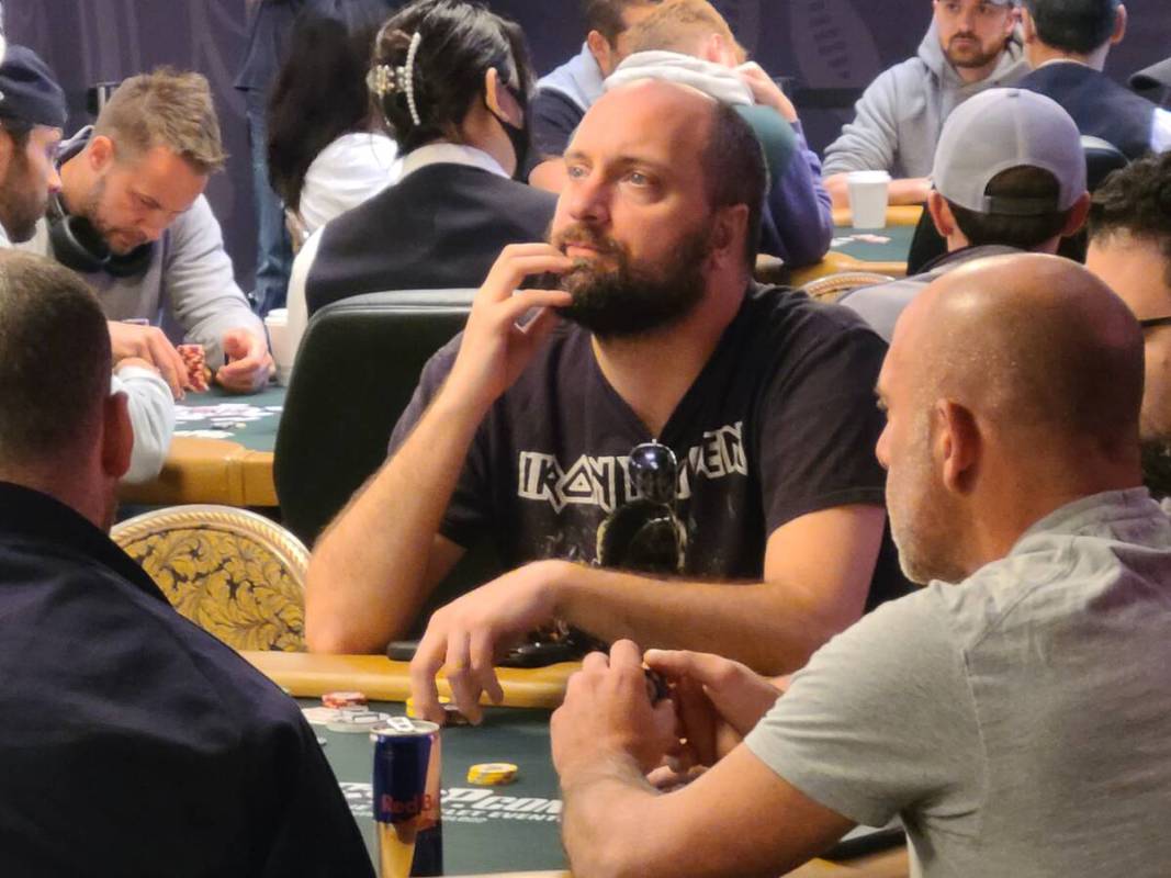 Luke Vrabel plays in the World Series of Poker's $10,000 buy-in Main Event No-limit Hold'em Wor ...