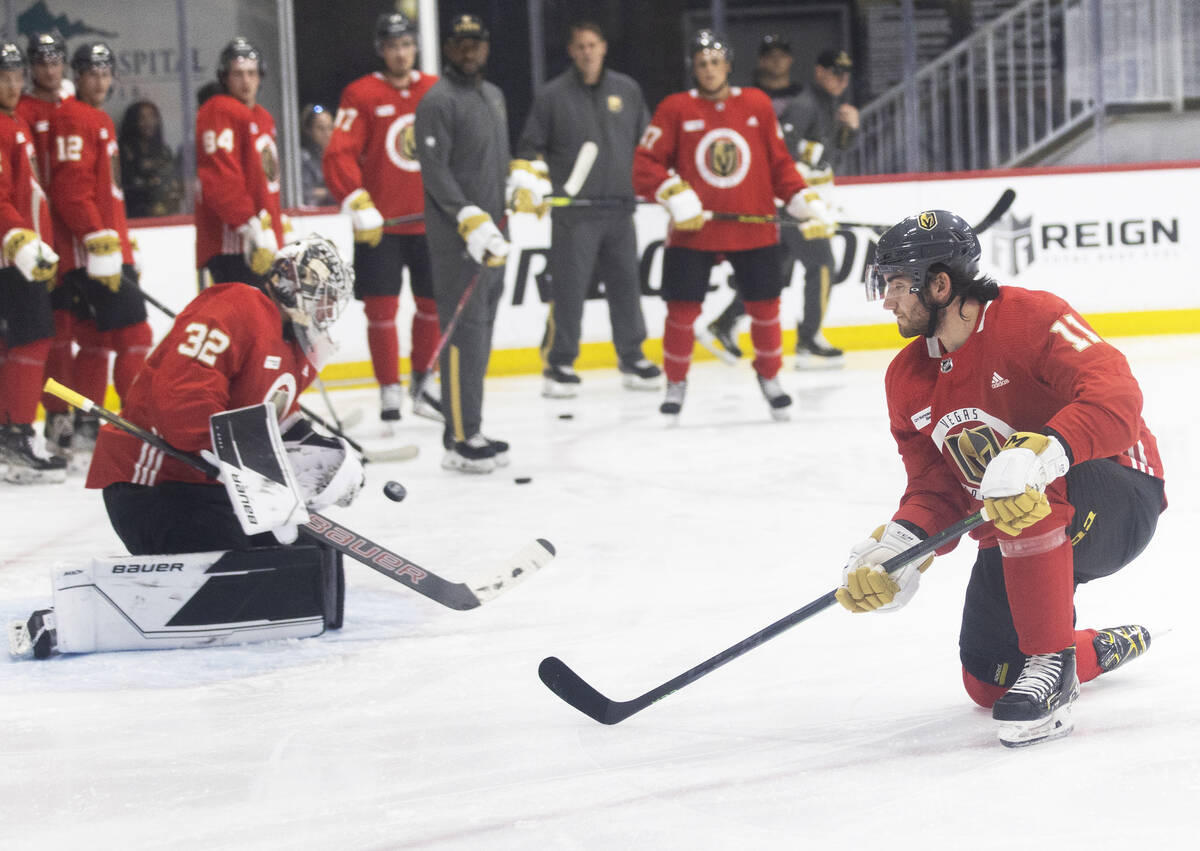 Golden Knights Ivan Morozov (11) takes part in development camp at City National Arena on Monda ...