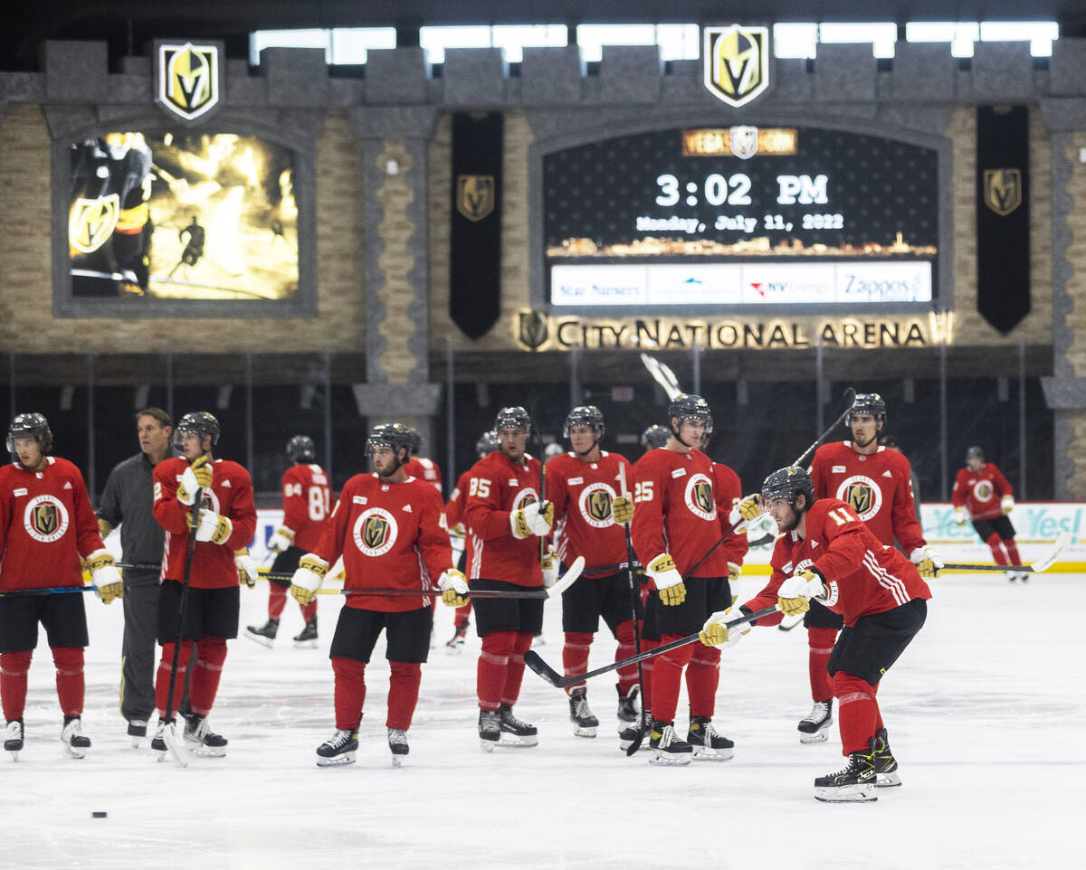Golden Knights Ivan Morozov (11) takes part in development camp at City National Arena on Monda ...