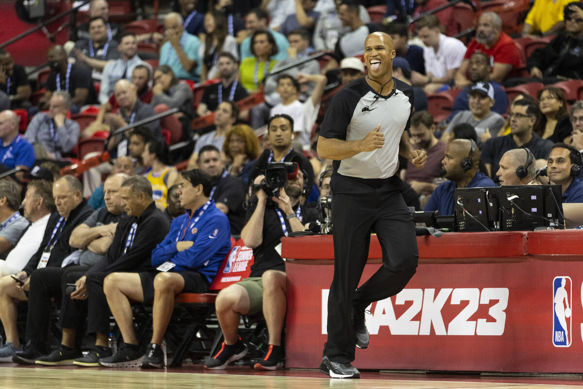 Former NBA champion Richard Jefferson officiates the second quarters of a NBA Summer League bas ...