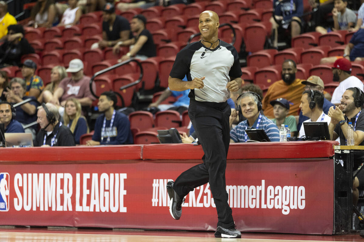 Former NBA champion Richard Jefferson officiates the second quarters of a NBA Summer League bas ...