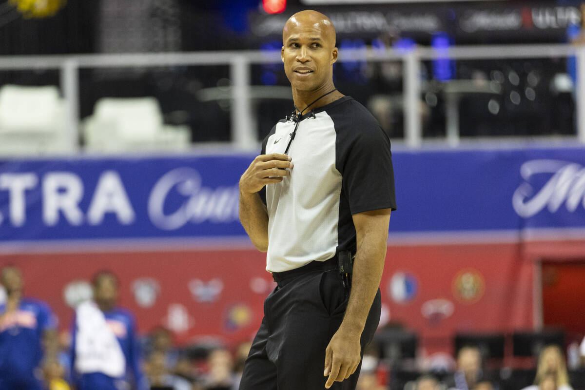 Former NBA champion Richard Jefferson officiates the second quarters of a NBA Summer League bas ...