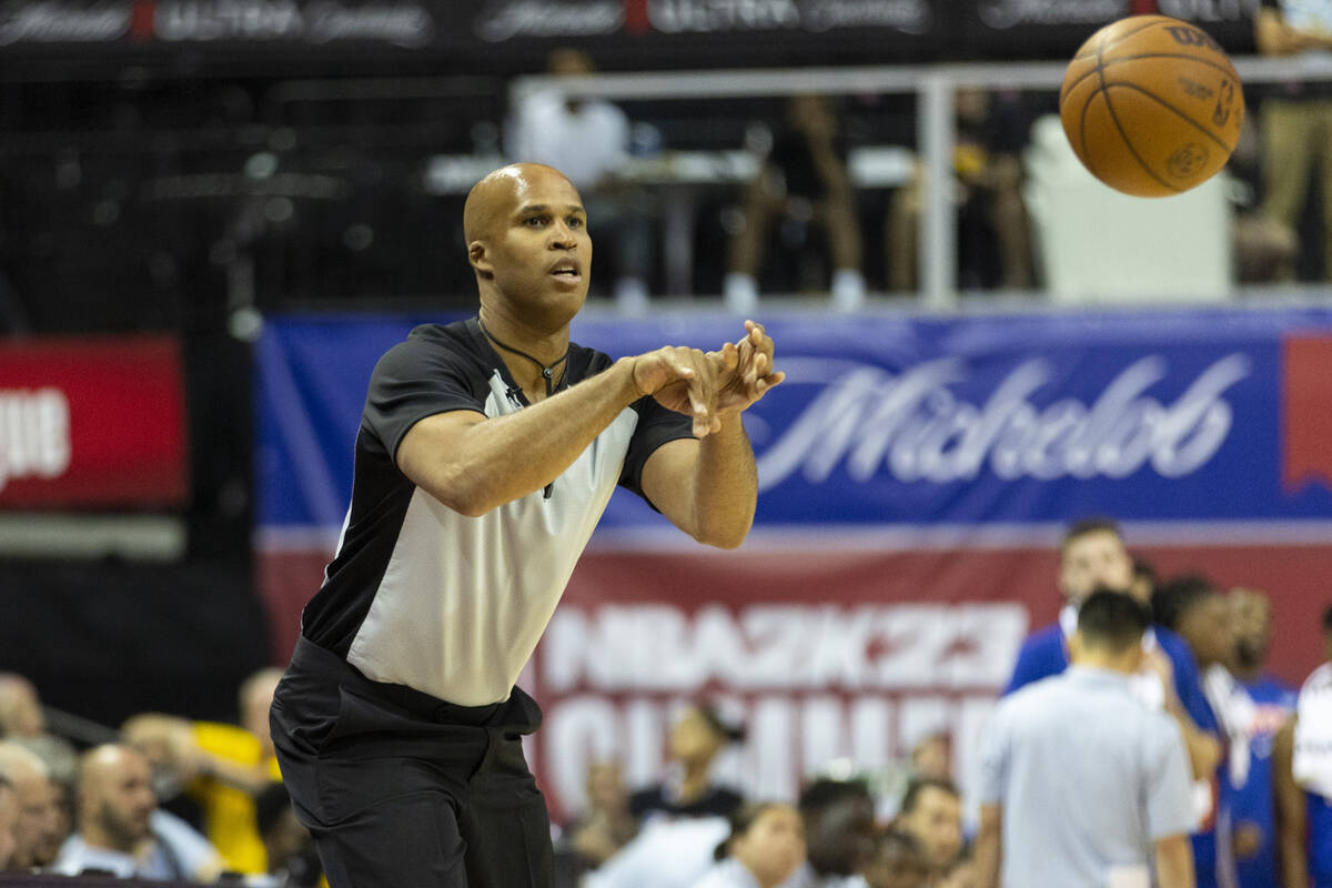 Former NBA champion Richard Jefferson officiates the second quarters of a NBA Summer League bas ...