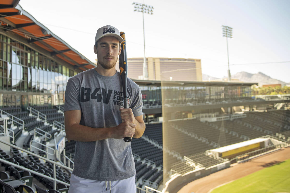 Vegas Golden Knights forward Reilly Smith poses Monday, July 11, 2022 at the Las Vegas Ballpark ...