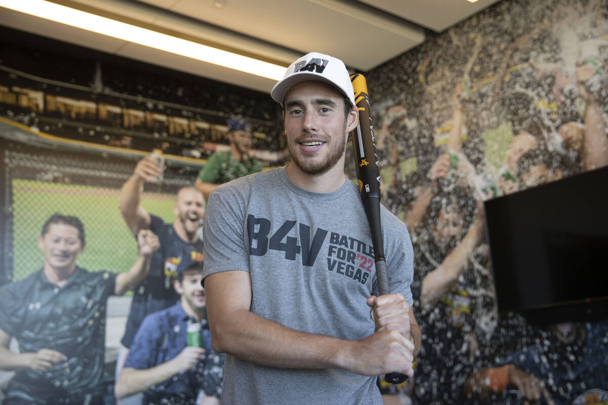 Vegas Golden Knights forward Reilly Smith poses Monday, July 11, 2022 at the Las Vegas Ballpark ...