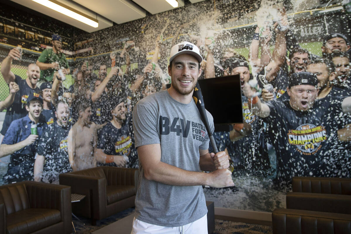 Vegas Golden Knights forward Reilly Smith poses Monday, July 11, 2022 at the Las Vegas Ballpark ...