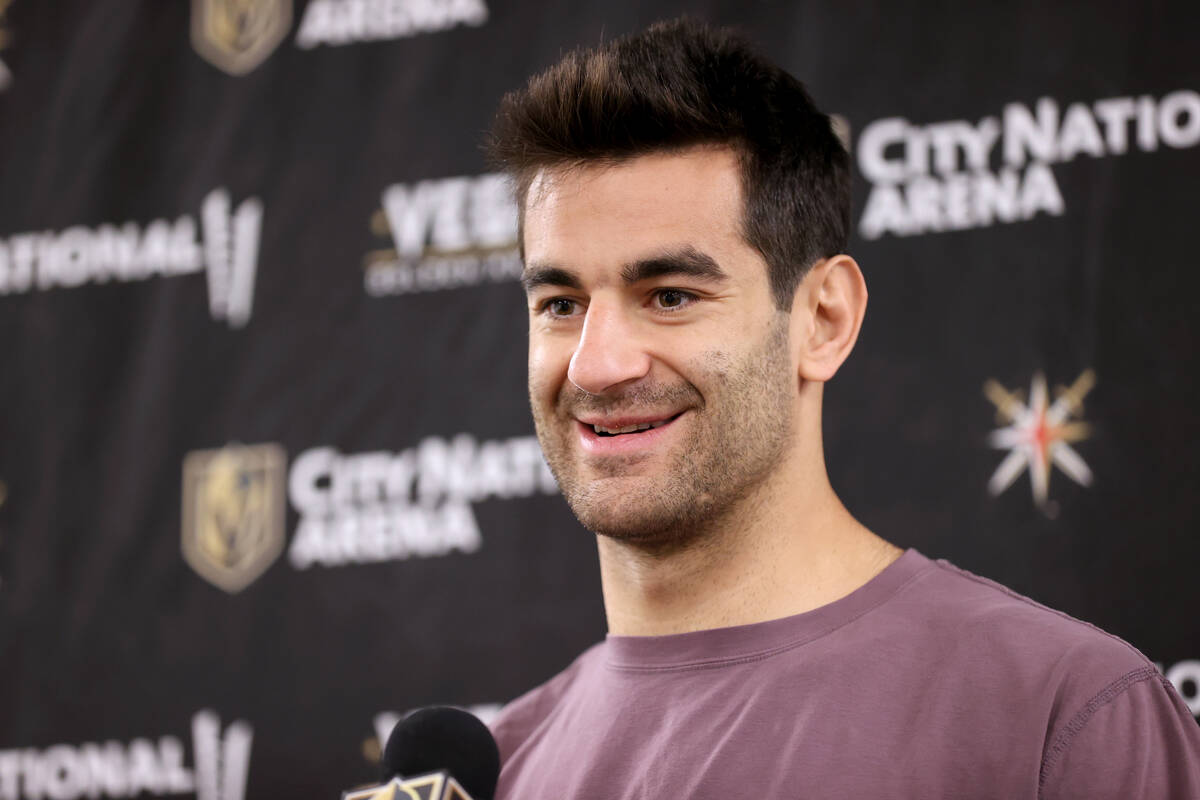 Vegas Golden Knights left winger Max Pacioretty talks about the 2021-22 season during a news co ...