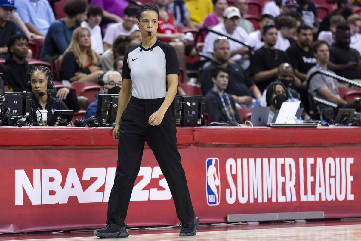 Referee Rachael Rayford officiates during the second half of an NBA Summer League basketball ga ...