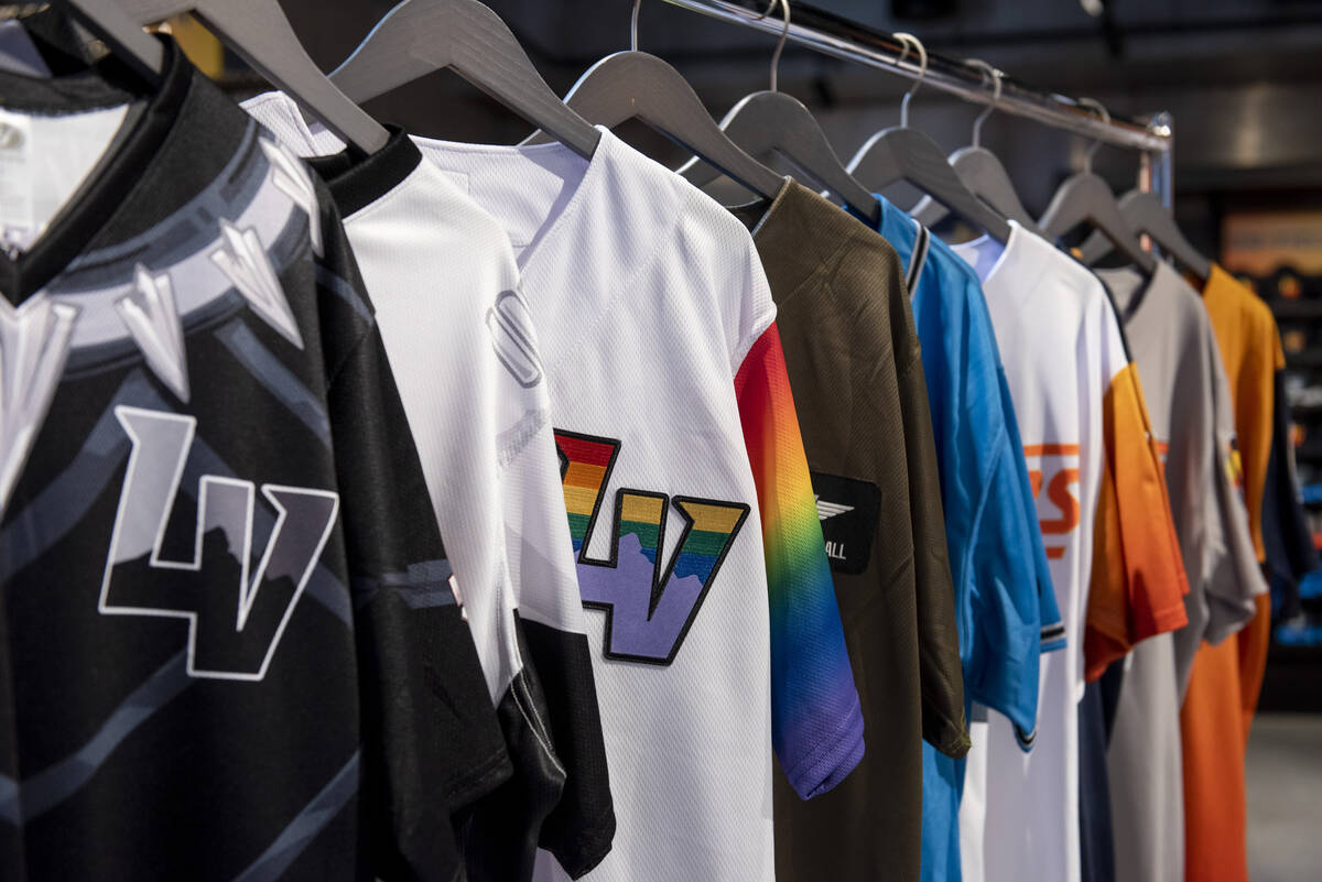 The Las Vegas Aviators have worn nine different jersey designs this year, from left, Black Pant ...