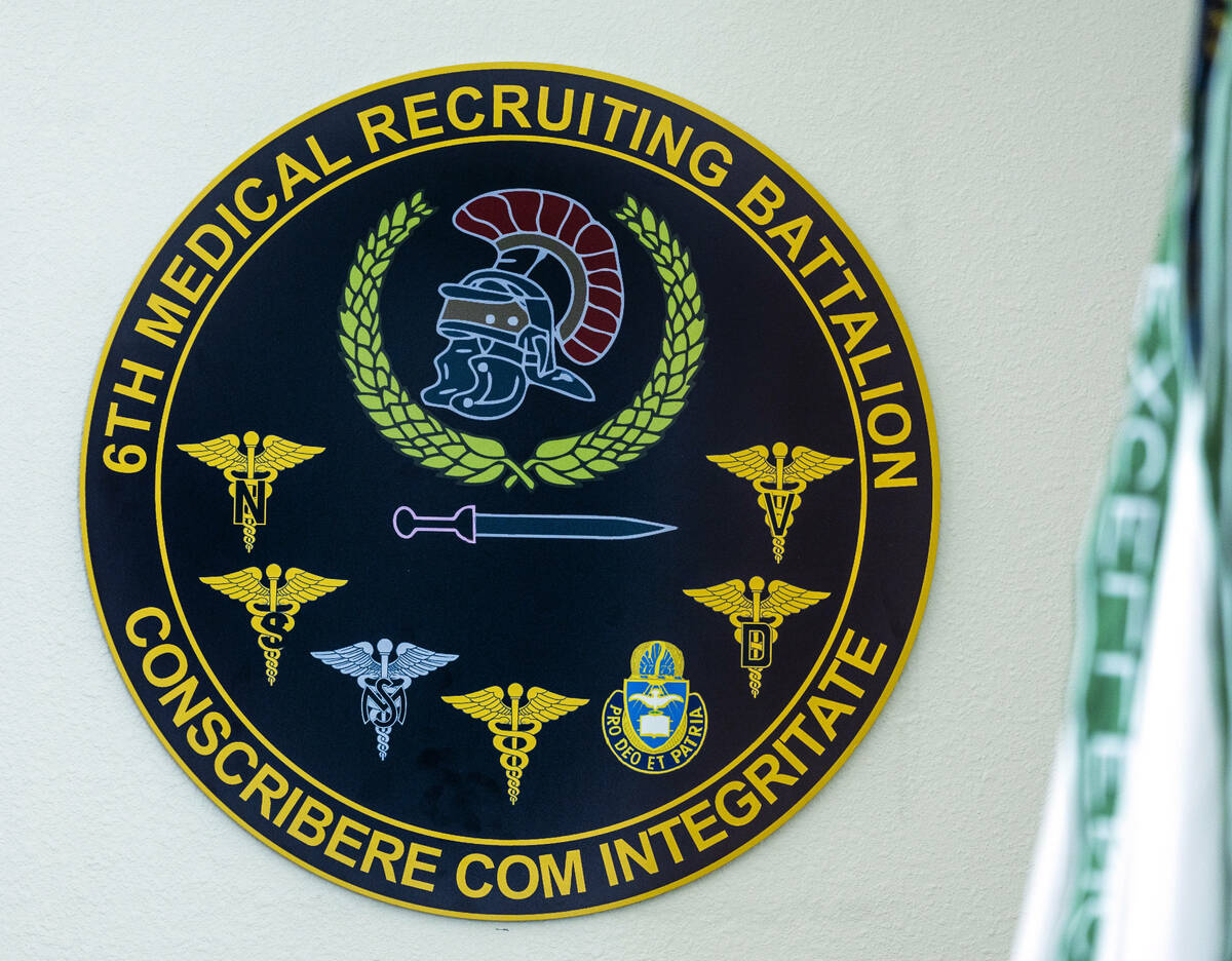 Seal for the U.S. Army 6th Medical Recruiting Battalion unit on Thursday, July 14, 2022, in Las ...