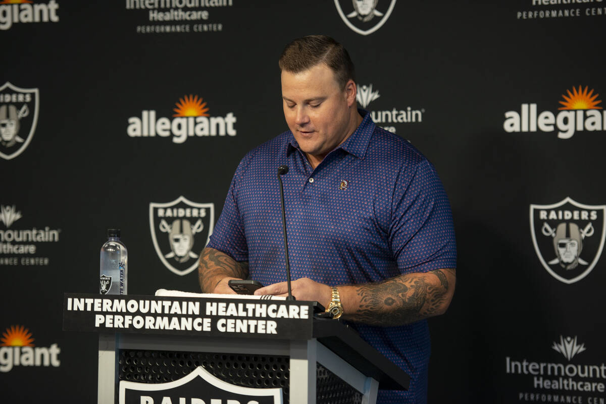 Las Vegas Raiders offensive guard Richie Incognito announces his retirement at the Raiders head ...