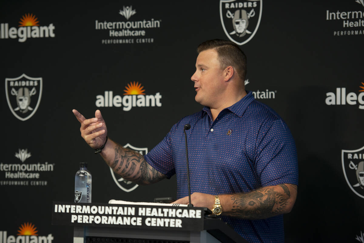 Las Vegas Raiders offensive guard Richie Incognito announces his retirement at the Raiders head ...