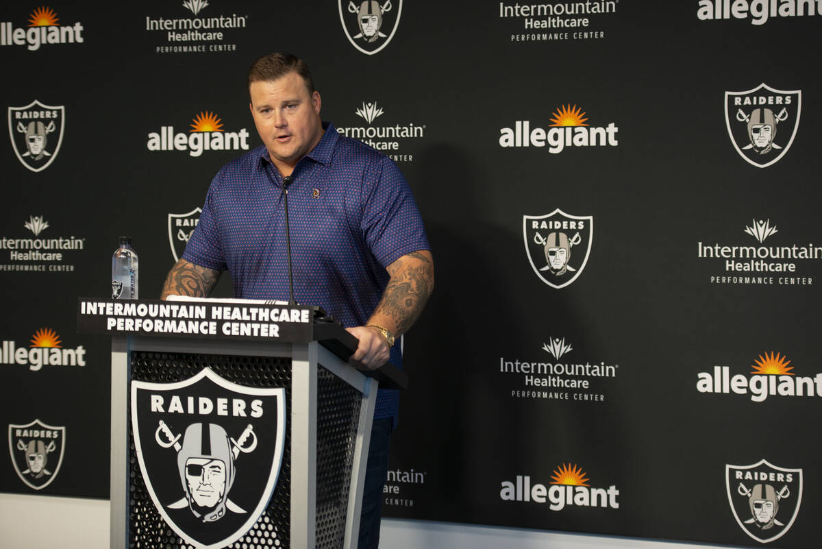 Las Vegas Raiders offensive guard Richie Incognito announces his retirement at the Raiders head ...