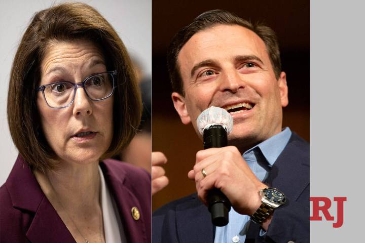 According to polling numbers, incumbent U.S. Sen. Catherine Cortez Masto, left, leads her Repub ...