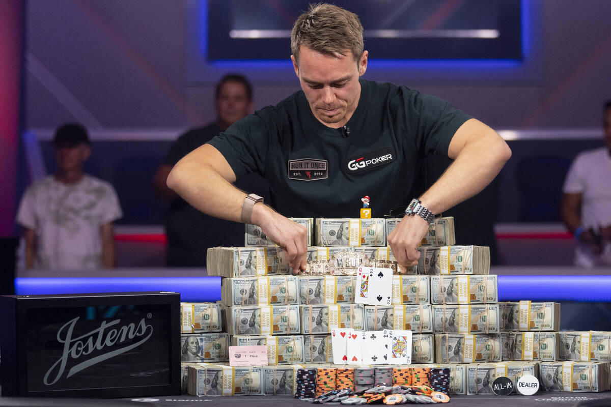 Espen Jorstad poses after winning the World Series of Poker main event, at Bally’s Event ...