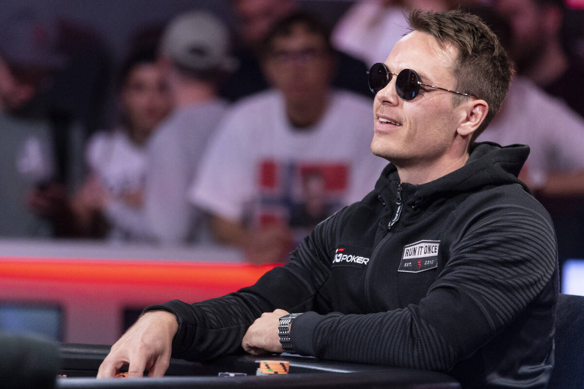 Espen Jorstad competes in the last table of the main event during the World Series of Poker, at ...