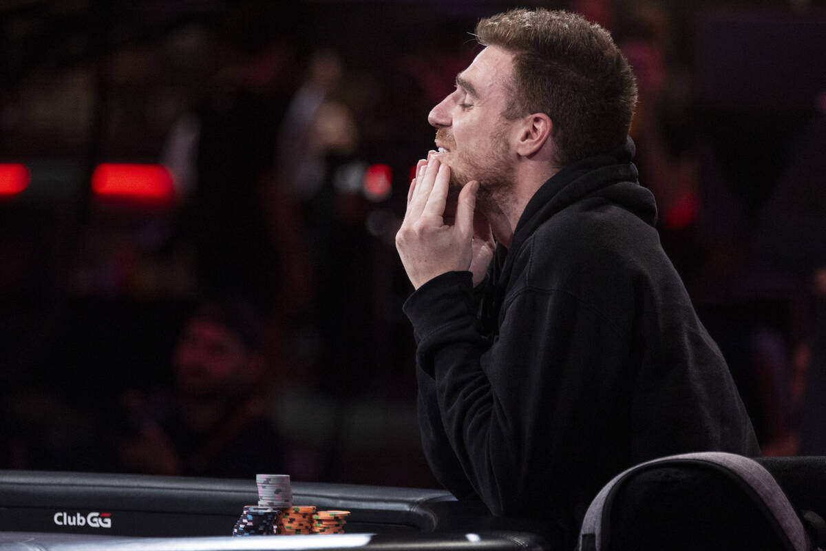 Adrian Attenborough competes in the last table of the main event during the World Series of Pok ...