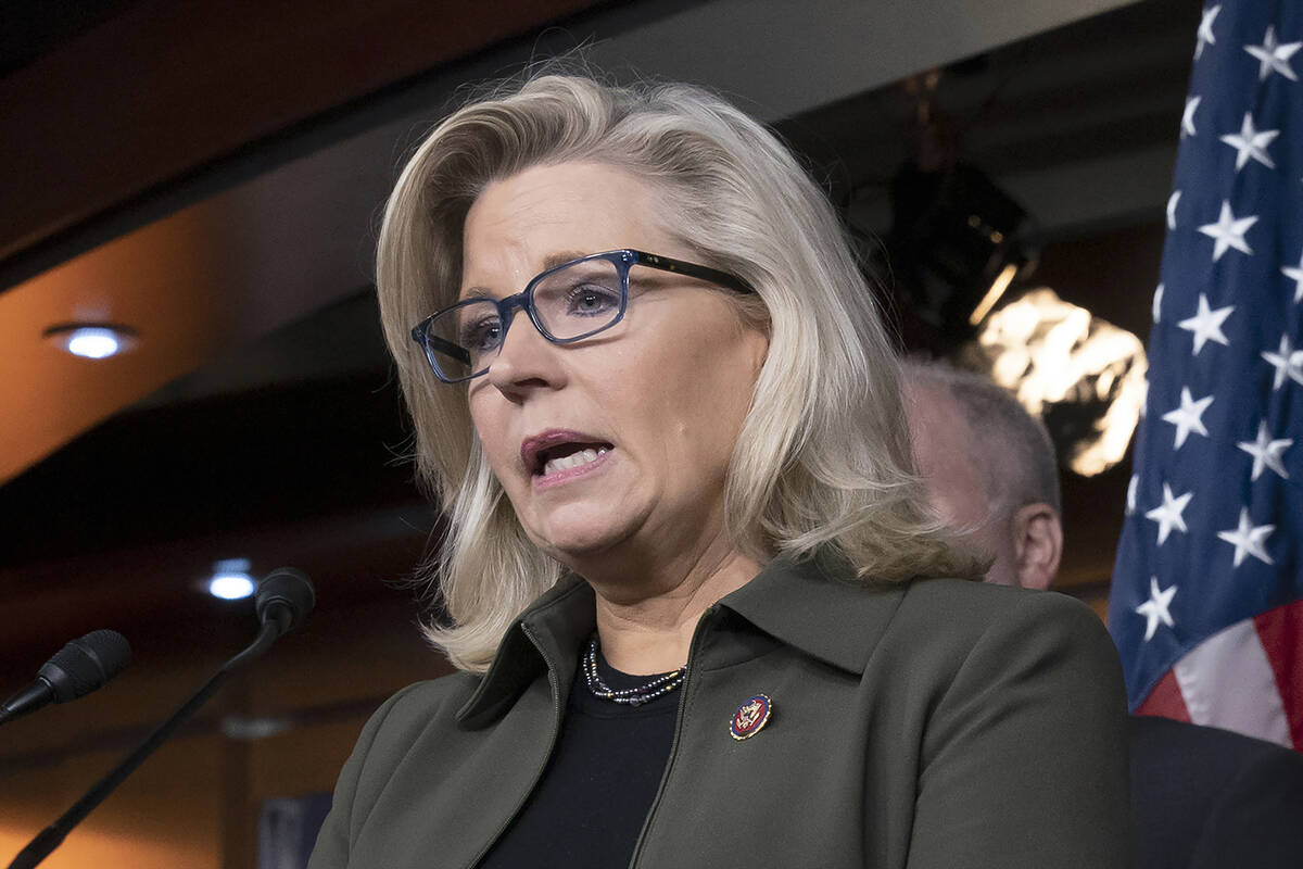 In this Dec. 17, 2019 photo, Rep. Liz Cheney, R-Wyo., speaks with reporters at the Capitol in W ...