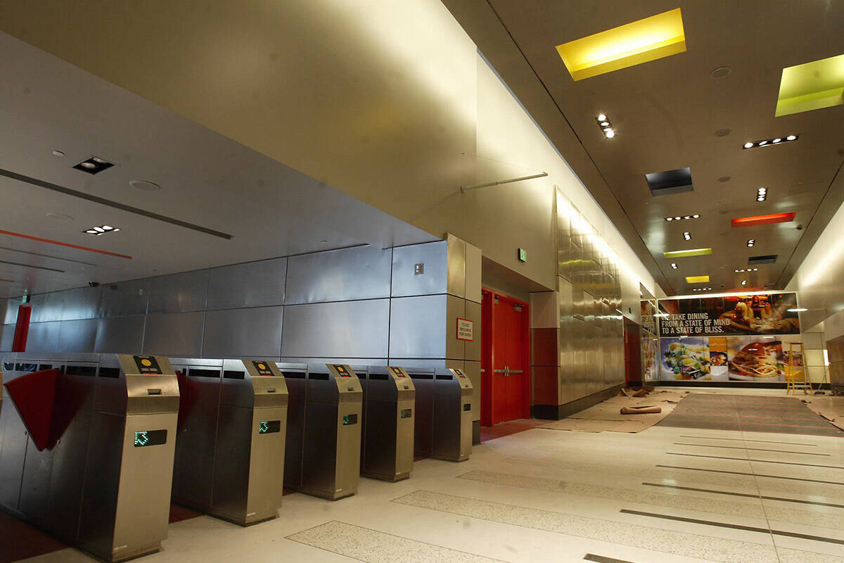 Entrance to the monorail station at the MGM Grand Hotel on March 9, 2003. (John Gurzinski/Las V ...