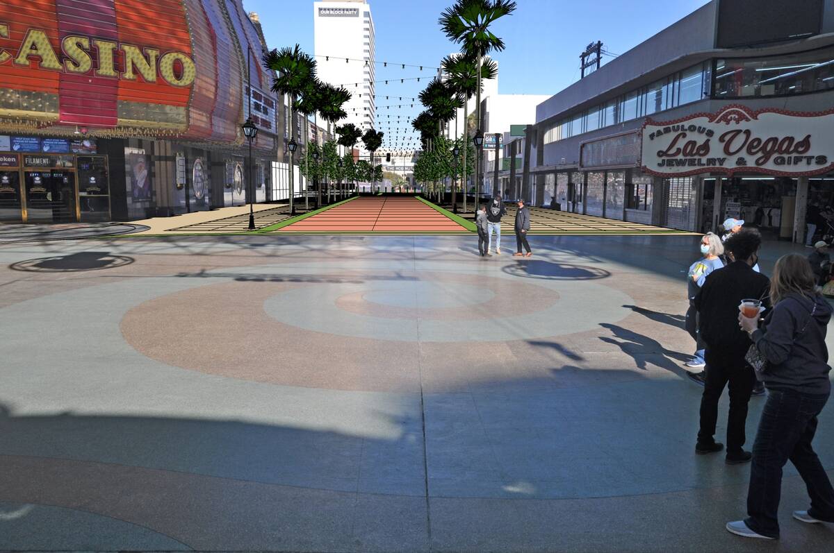 The newly redesigned pedestrian mall on Third Street. (Photo courtesy of City of Las Vegas)