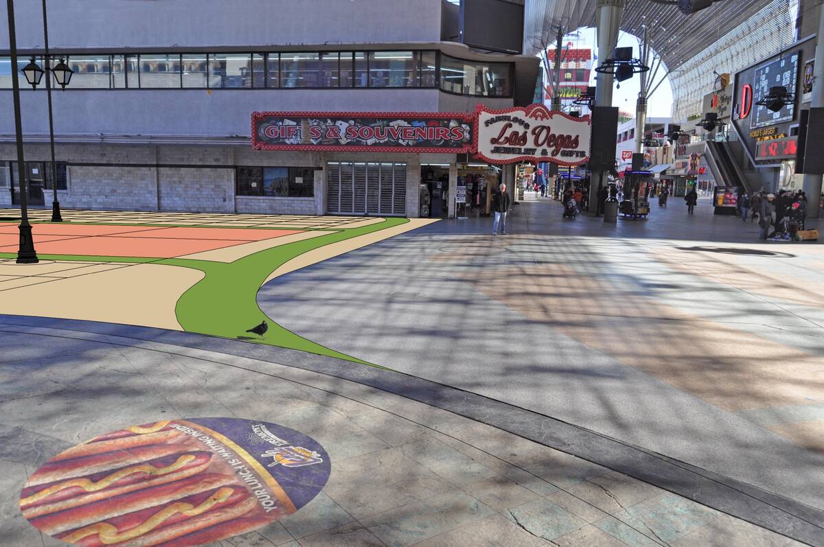The newly redesigned pedestrian mall on Third Street. (Photo courtesy of City of Las Vegas)