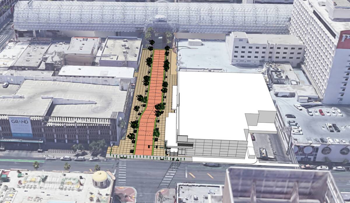 The newly redesigned pedestrian mall on Third Street. (Photo courtesy of City of Las Vegas)