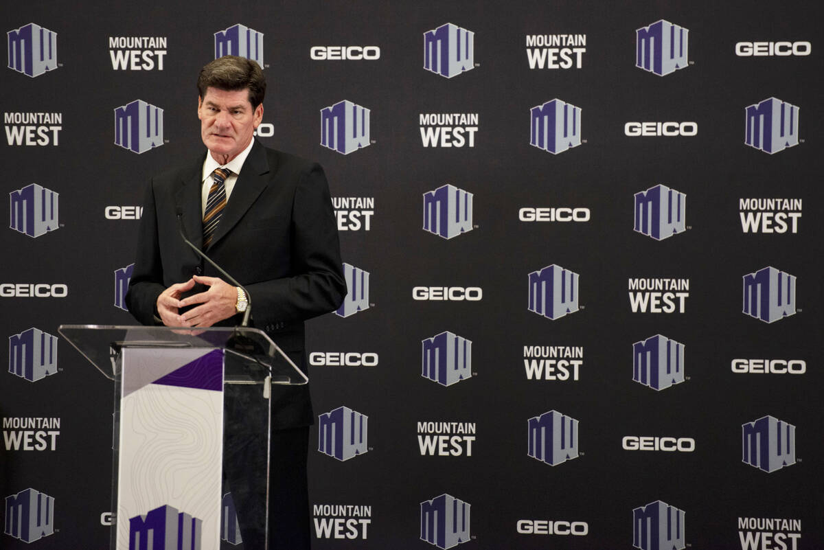 Mountain West commissioner Craig Thompson speaks at media day for the Mountain West conference ...