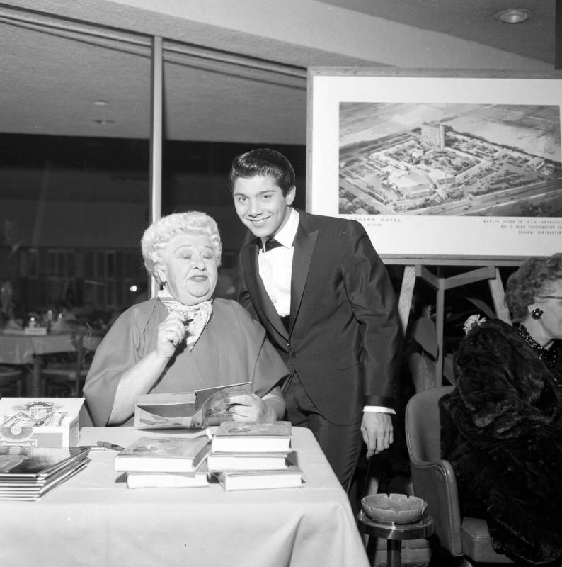 Paul Anka with Sophie Tucker at the Sahara on Feb. 22, 1960. (Las Vegas News Bureau)