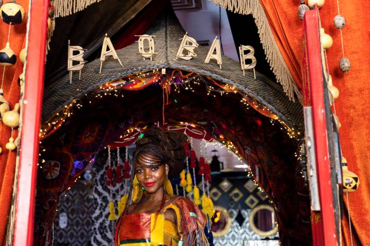 Wassa Coulibaly, owner of Baobab Stage, at the theater, cafe and fashion boutique at Town Squar ...