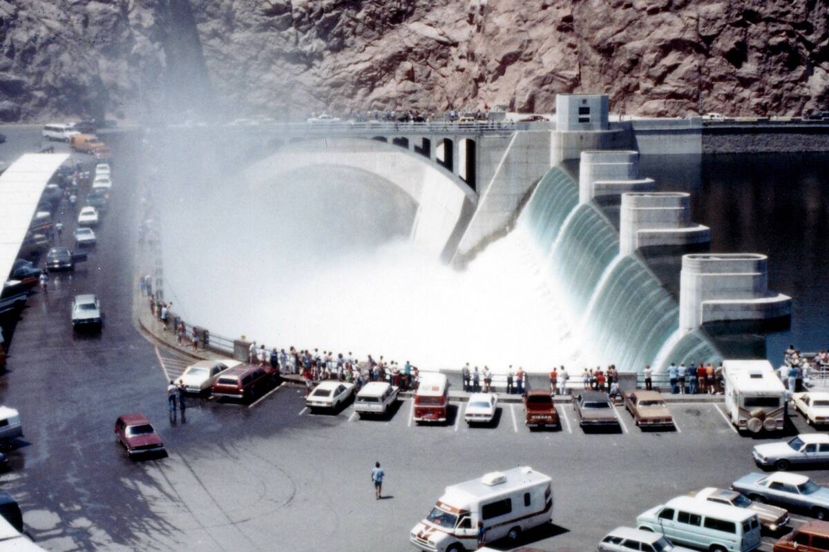 This photo, taken July 22, 1983, shows the Arizona spillway at the Hoover Dam. (Bureau of Recla ...