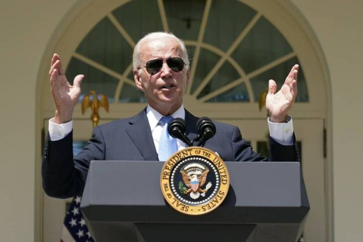 President Joe Biden speaks in the Rose Garden of the White House in Washington, Wednesday, July ...