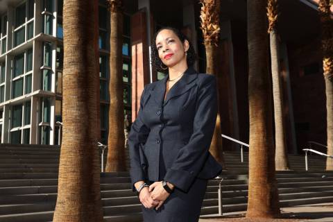 Erika Ballou, a newly elected District Court judge, poses for a portrait outside of the Regiona ...