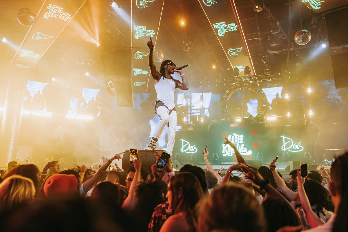 Wiz Khalifa performs to a crowd on July 22, 2022 at Drai's Nightclub in The Cromwell. (Credit: ...