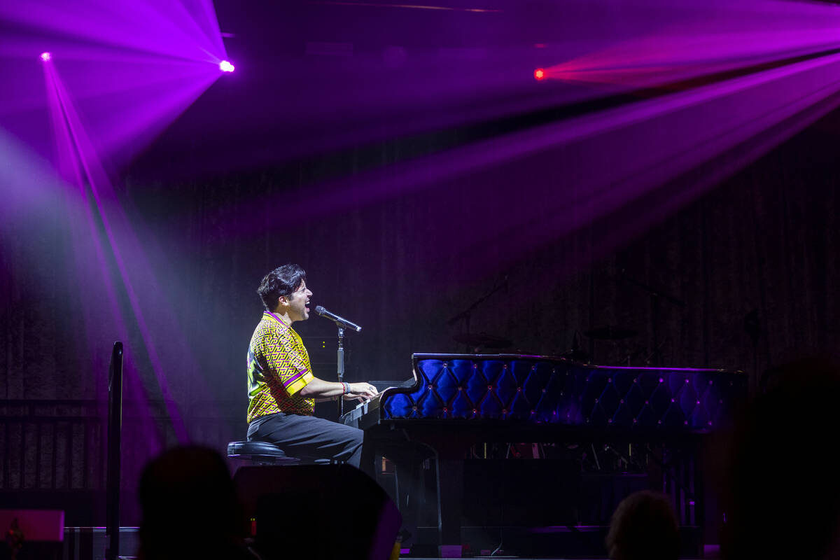 Frankie Moreno sings at the piano during the opening night performance of his the first residen ...