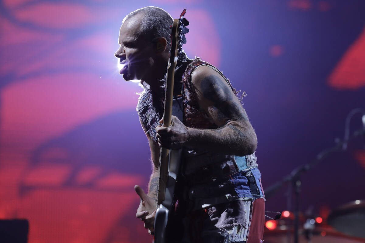 Bass player Flea of the band Red Hot Chili Peppers performs at the Rock in Rio music festival i ...