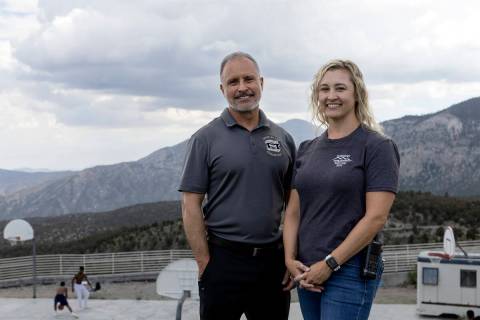 Cesar Lemos, Spring Mountain Youth Camp manager, left, and Kelly Storla, juvenile probation sup ...