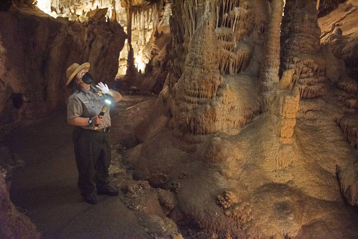 Great Basin National Park Chief of Interpretation, Nichole Andler, gives a tour of Lehman Caves ...
