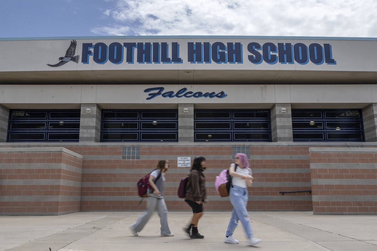 Students leave after the bell has rung during the first day of classes at Foothill High School ...
