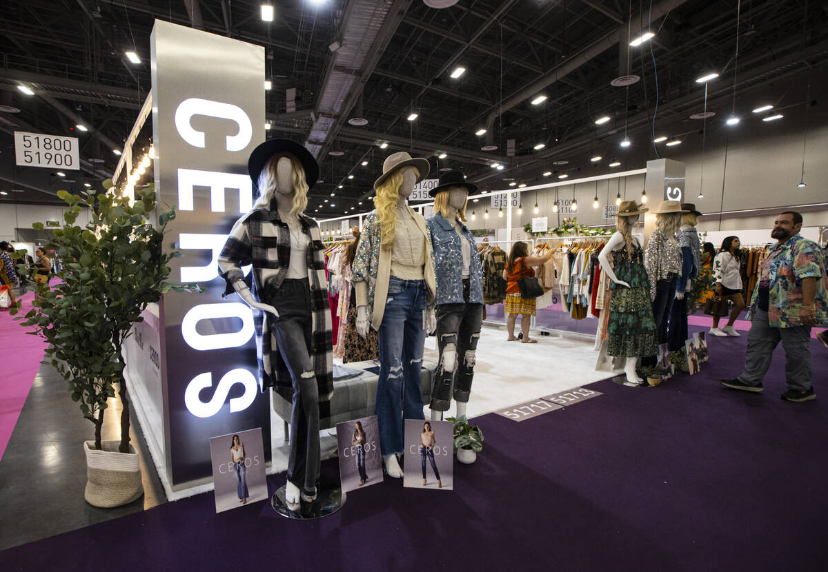 A display by Ceros is seen during the MAGIC Las Vegas fashion trade show on Monday, Aug. 8, 202 ...