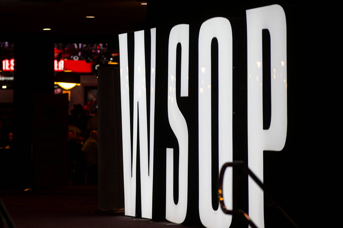 Signage for the World Series of Poker is seen at Bally’s on Tuesday, July 5, 2022, in La ...
