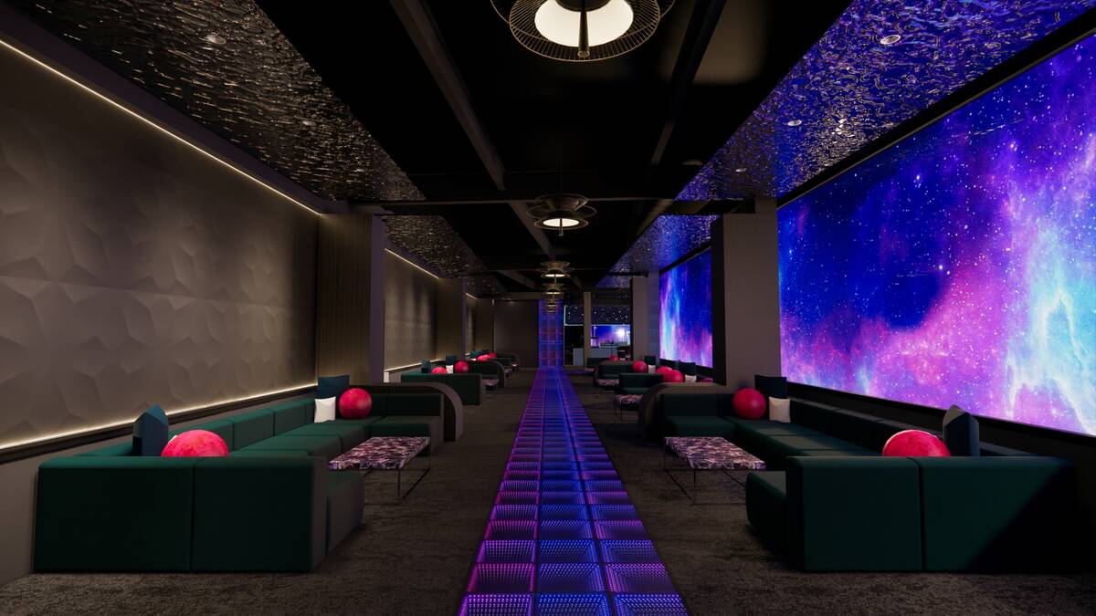 A rendering of the Cosmic Lounge planned for Atomic Range. (Flite Golf & Entertainment)