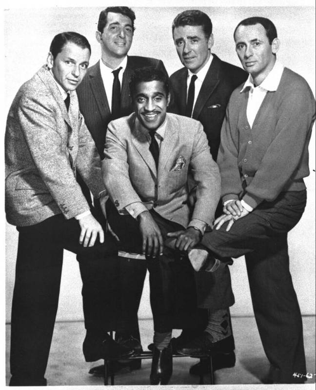 From left to right: Frank Sinatra, Dean Martin, Sammy Davis Jr., Peter Lawford and Joey Bishop ...