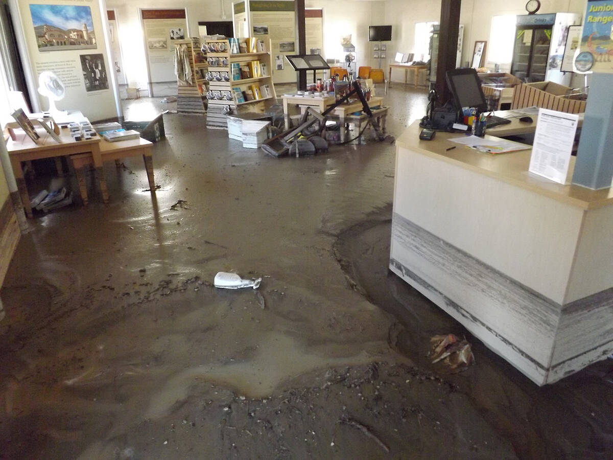 A look at flooding in the Scotty's Castle Visitor Center in October 2015. (Las Vegas Review-Jou ...
