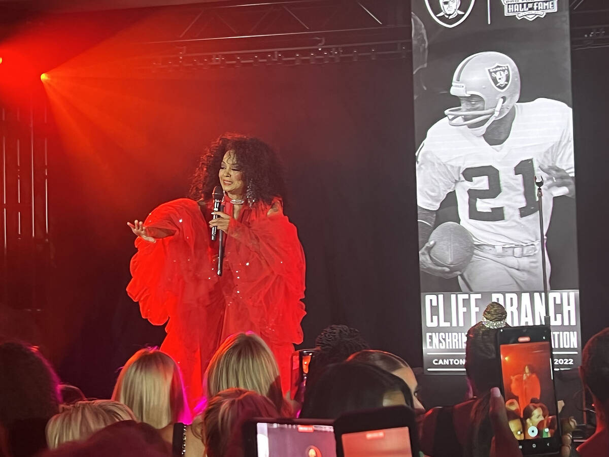 Diana Ross was the surprise superstar headliner and sang a 40-minute set at the Raiders' party ...