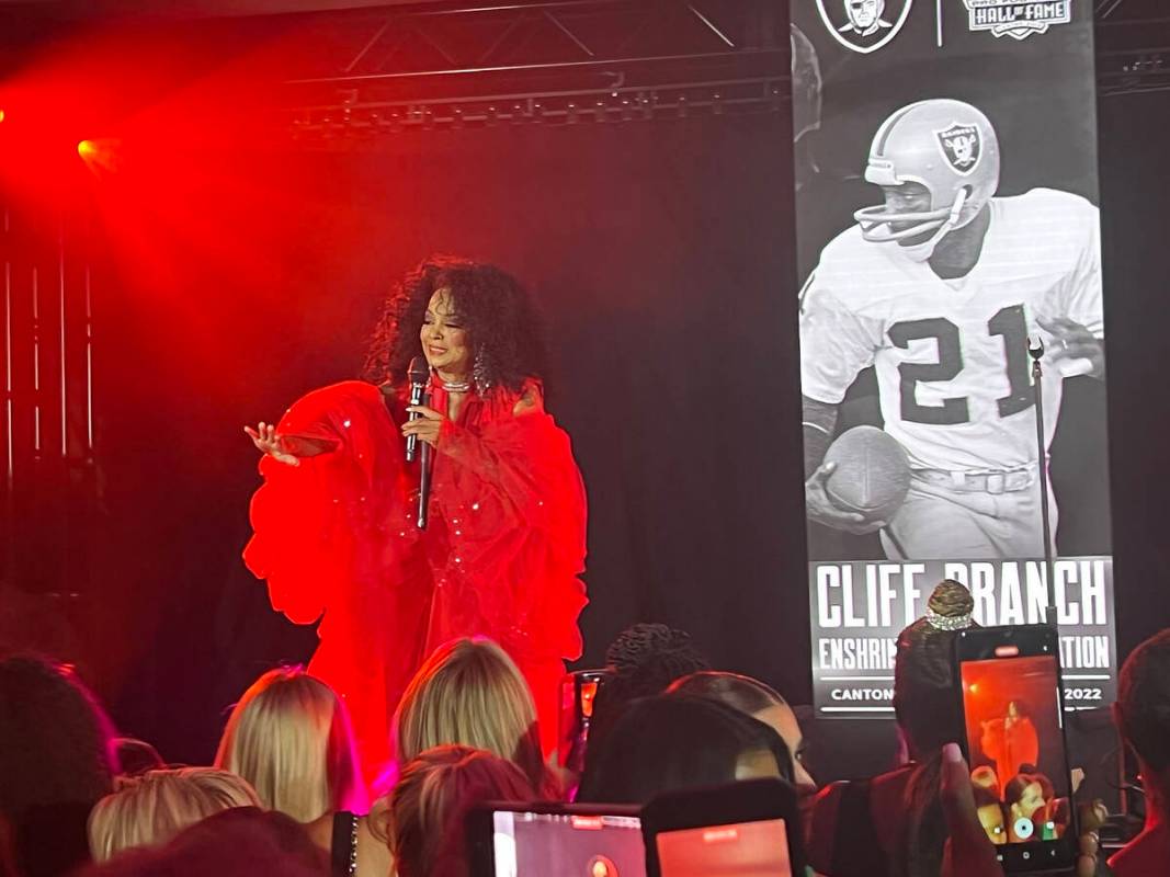 Diana Ross was the surprise superstar headliner and sang a 40-minute set at the Raiders' party ...