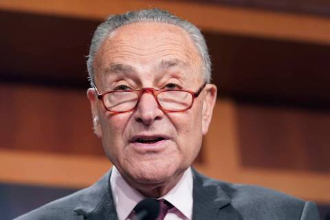Senate Majority Leader Chuck Schumer of N.Y., speaks during a news conference Friday, Aug. 5, 2 ...