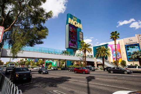 Pedestrian bridge between the New York-New York and the MGM Grand in Las Vegas. (Chase Stevens/ ...
