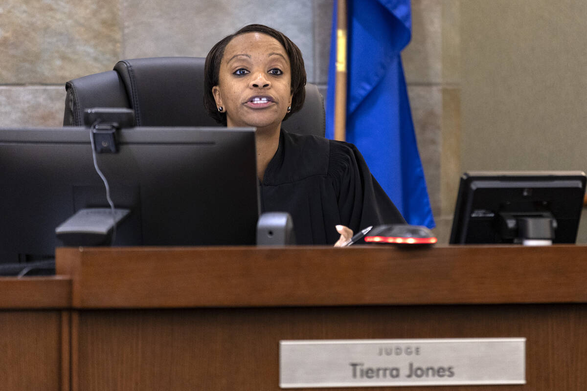 District Judge Tierra Jones presides over a hearing for Fatima Mitchell in District Court at th ...
